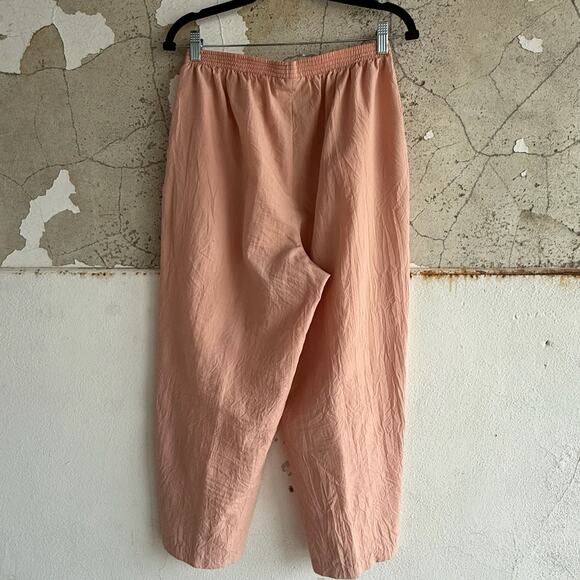 Vintage Cottagecore Embroidered Lounge Set Peach Button Shirt Pants - Picture 4 of 8